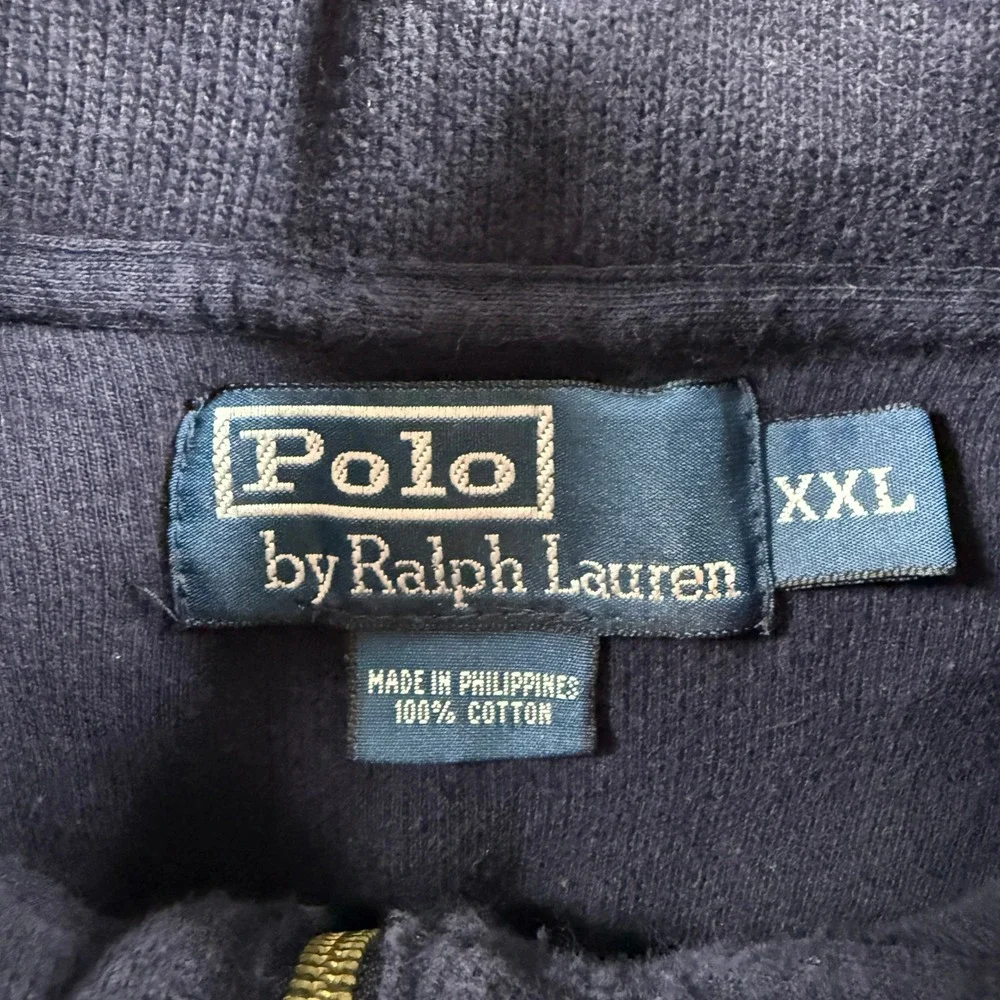 Polo Ralph Lauren 1/4 Zip Pullover Mens 2XL Navy Blue Sweater Cotton Long Sleeve
